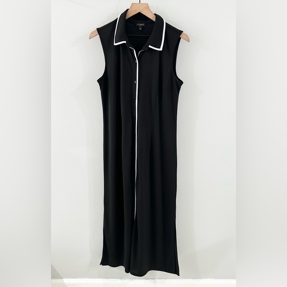 Talbots Button Front Midi Dress Black Size Large - image 2